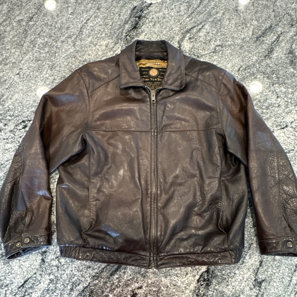 Marc New York Brown Leather‎ Jacket Large